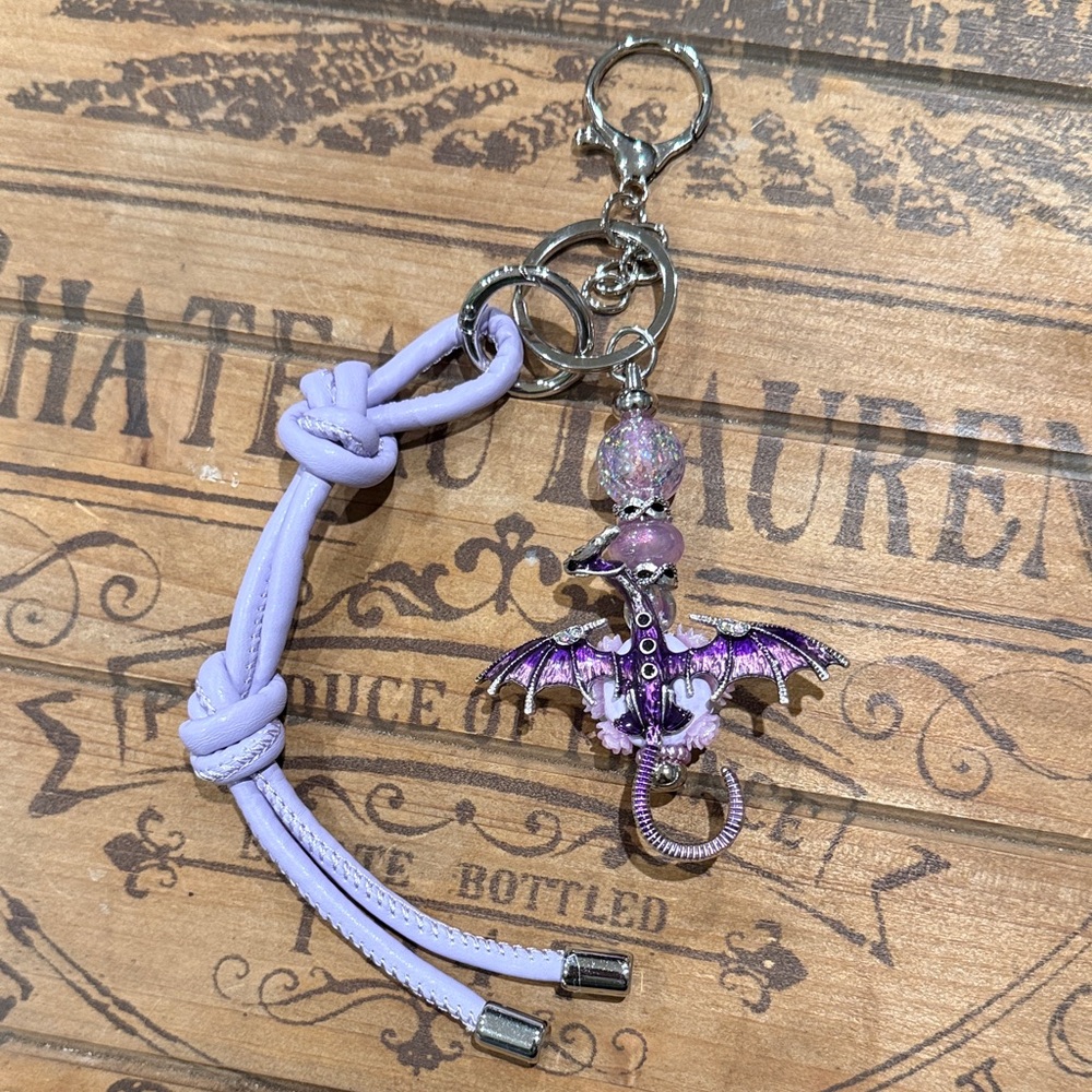 Lavender dragon Keychain with Silver Details